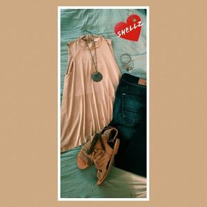 Tan, Faux Suede Tank/Blouse